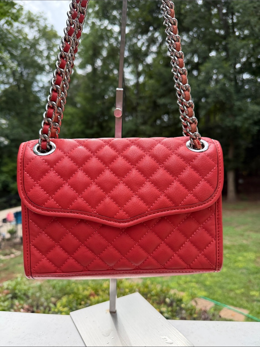 Rebecca Minkoff Quilted Mini Affair Shoulder Bag Vibrant Coral GUC